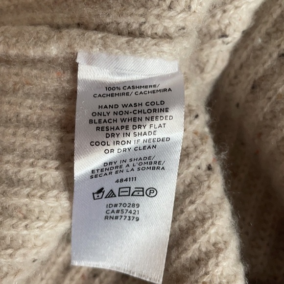 Ann Taylor 100% Cashmere Colorblock Cowl Neck Sweater Cream Taupe XS - Picture 9 of 13